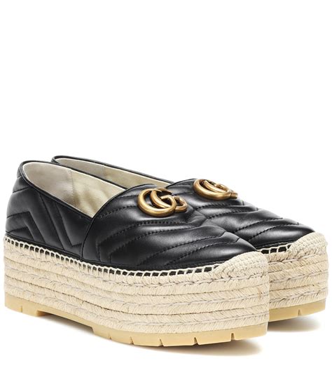 gucci leather platform espadrilles|Gucci espadrille flats.